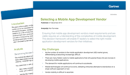 Gartner Overview: Selecting a mobile app development vendor